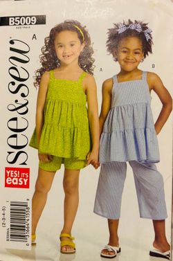See&Sew B5009 Sewing Pattern by Butterick Short Pant Sets Sizes 2-5 New Uncut