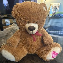Large Teddy Bear With Valentine Heart On Foot