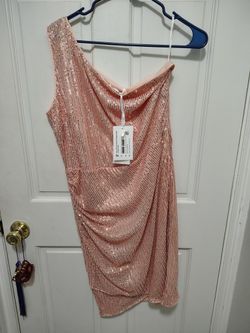 Rose Gold One Shoulder Dress Size Large 