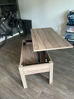 Lift-Top Coffee Table Wood Grain Finish