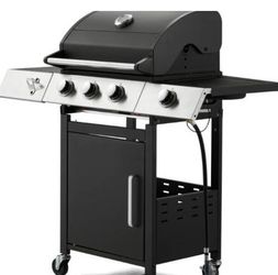 3-Burner Outdoor Propane Barbeque Grill Side Burner Cast Iron Grates