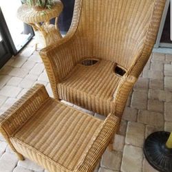 POTTERY BARN Wicker Chair And  Ottoman