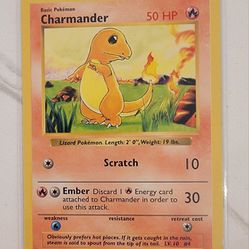 Charmander 46/102 Base Set Pokémon TCG Card Shadowless Common - LP 