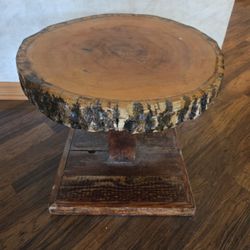 Exquisite 18" Black Walnut Live-Edge Pedestal Vintage Large