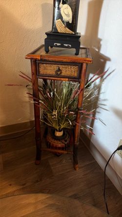 Bamboo side table plant decorations included