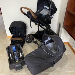 Nuna Mixx Stroller With Car Seat And Bassinet Black 
