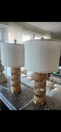 Wicker style lamp set