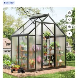 NETAJE 4'x6' Outdoor Greenhouse, Walk-in Polycarbonate Green House with Aluminum Frame for Backyard ［