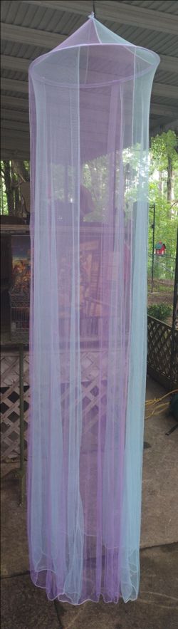 Princess Purple/Blue Circular Hanging Canopy (7feet 10 inches Height)
(2 holes shown in picture)