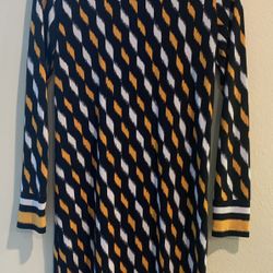 Michael Kors Dress XS Small Black Yellow White Long Sleeve Stretch Washable