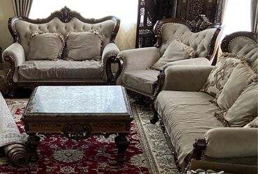 Heavy Duty Wood 3 - Piece Sofa Set