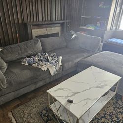 Grey Over Sized Grey Couch 