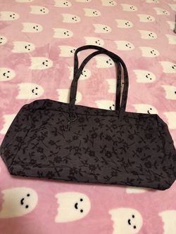 Charcoal ditsy floral medium bowler bag