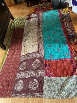 Kantha Patchwork Quilt Throw Blanket