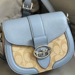 COACH C4067 Georgie Shoulder Bag In Signature Canvas BLUE/TAN