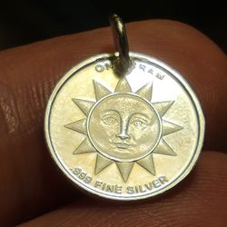999 Fine Silver Sun Charm / Pendant > 1g > 20mm - NEW - Unisex Jewelry - RARE