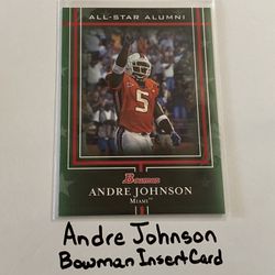 Andre Johnson Houston Texans Hall of Fame WR Bowman Short Print Insert Card.  