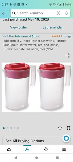 Rubbermaid 2-Piece Pitcher Set with 3 Position Pour Spout Lid for Water,  Tea, and Drinks, Dishwasher 