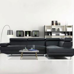 New Black Sectional Sofa Couch 