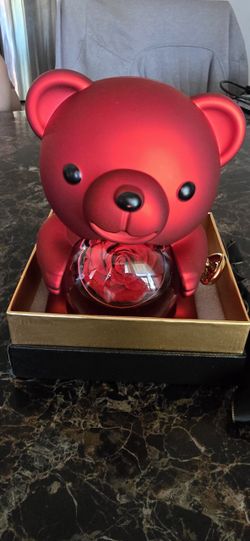 Rose Bear Jewelry Box, Preserved Rose Teddy Bear