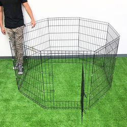 Brand New $43 Foldable 36” Tall x 24” Wide x 8-Panel Pet Playpen Dog Crate Metal Fence Exercise Cage 