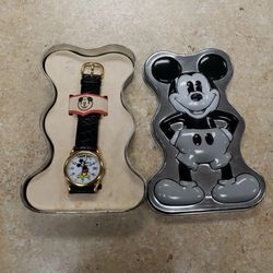 Vintage Mickey Mouse Watch With Leather Band