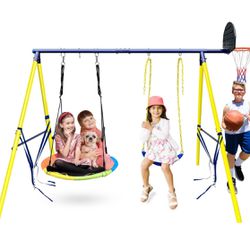 3 In 1 Swing Set With Attach Basketball Hoop (Free Delivery) 