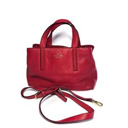 Kate Spade Dominique Red Luxury  Leather Satchel Crossbody Bag Purse