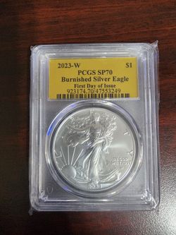 2023-W PCGS SP70 Burnished Silver Eagle $1 First Day Of Issue