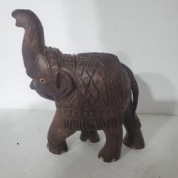Hand-carved Wooden Lucky Trunk-up Elephant