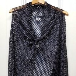 Black Mesh Shawl Cape 