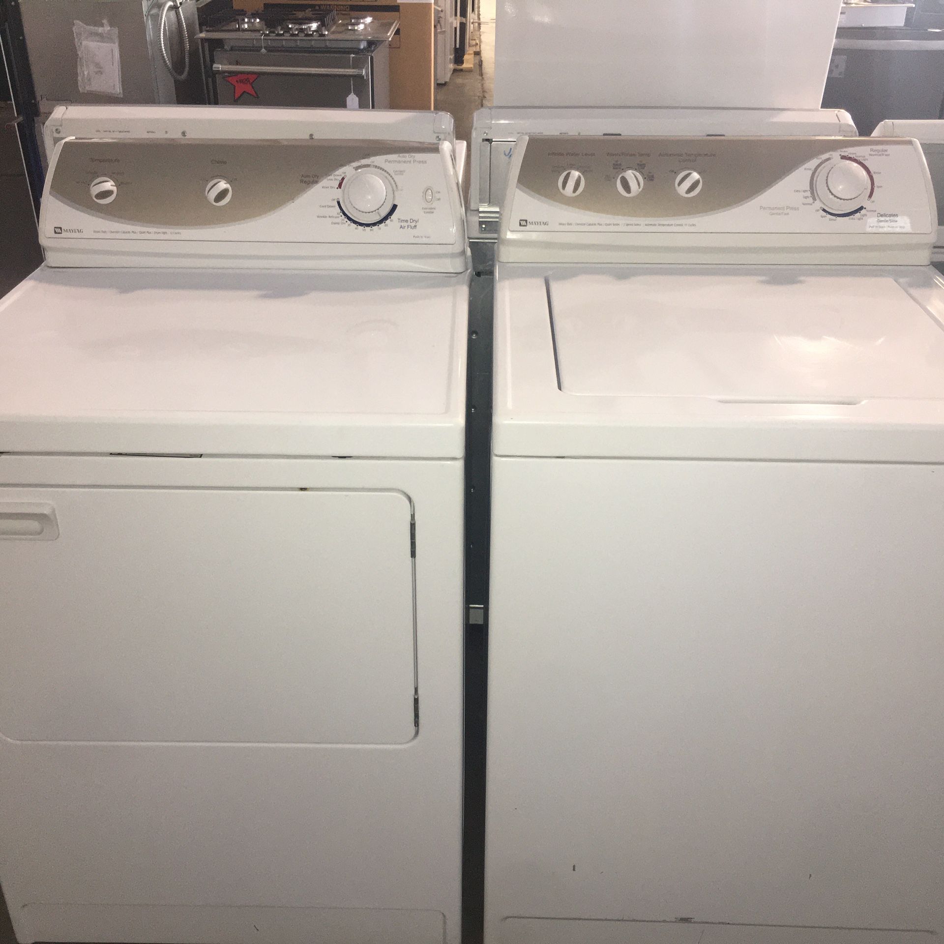 Maytag top load washer and gas dryer set