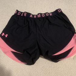 Womens Small Pink Black Under Armour Shorts 