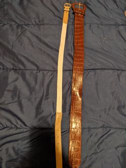 Two Belts Appox Length 34 Brown, White