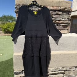 CATHERINE MALANDRINO knit kimono sleeve bodycon dress women’s size small The 3/4 sleeves and short dress.  BLACK/ NOIR. CATHERINE MALENDRINO. LARGE AN