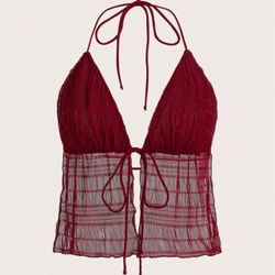 sheer halter neck crop top