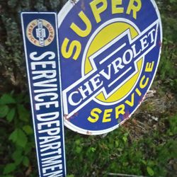Large Chevrolet Super Service Metal Sign.