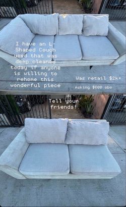 L-Shaped Sectional Sofa Light Gray Fabric