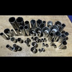 48 Piece Lot Of Sockets (44 Craftsman, 2 S-K, 2 Unbranded)