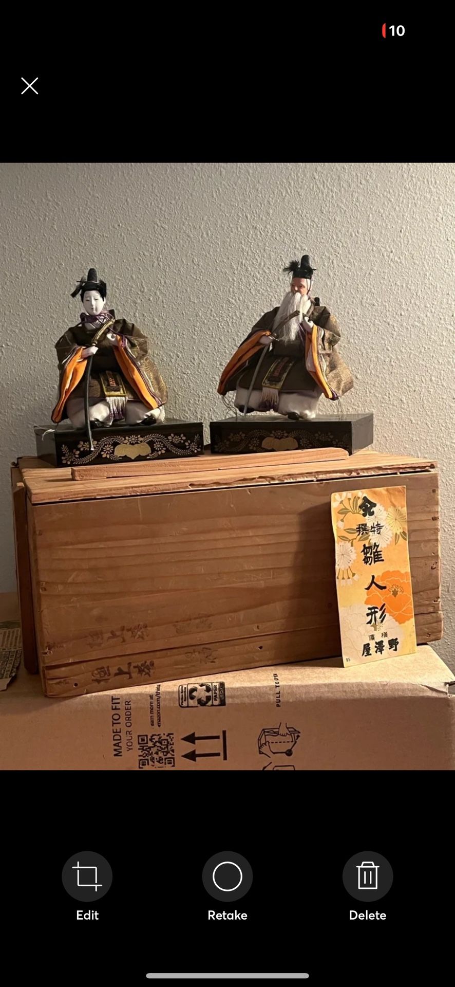 Japanese Hina Dolls and Wood Box