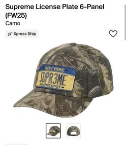 Supreme License Plate 6-Panel Realtree Hardwoods Camo Hat for Sale