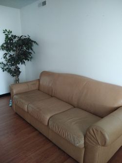 Tan leather couch