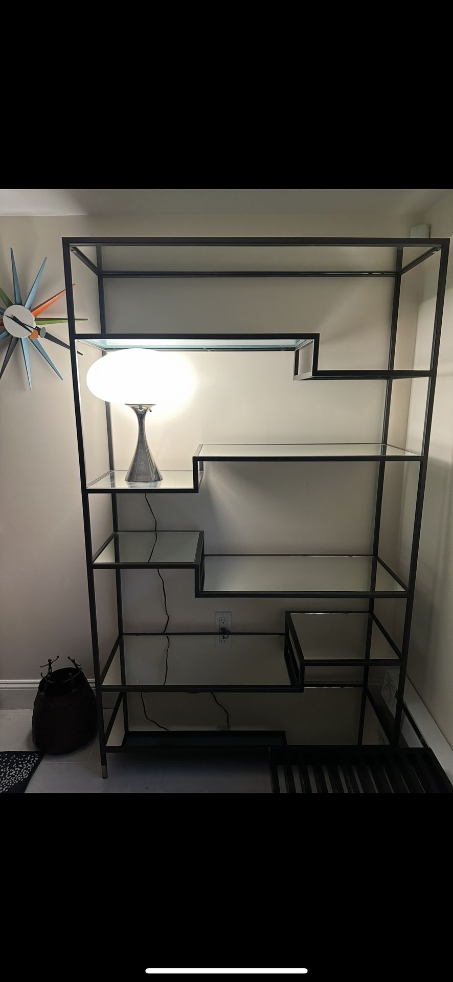 Beautiful West Elm with mirrored shelves