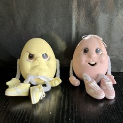 Happy/mad handmade egg characters