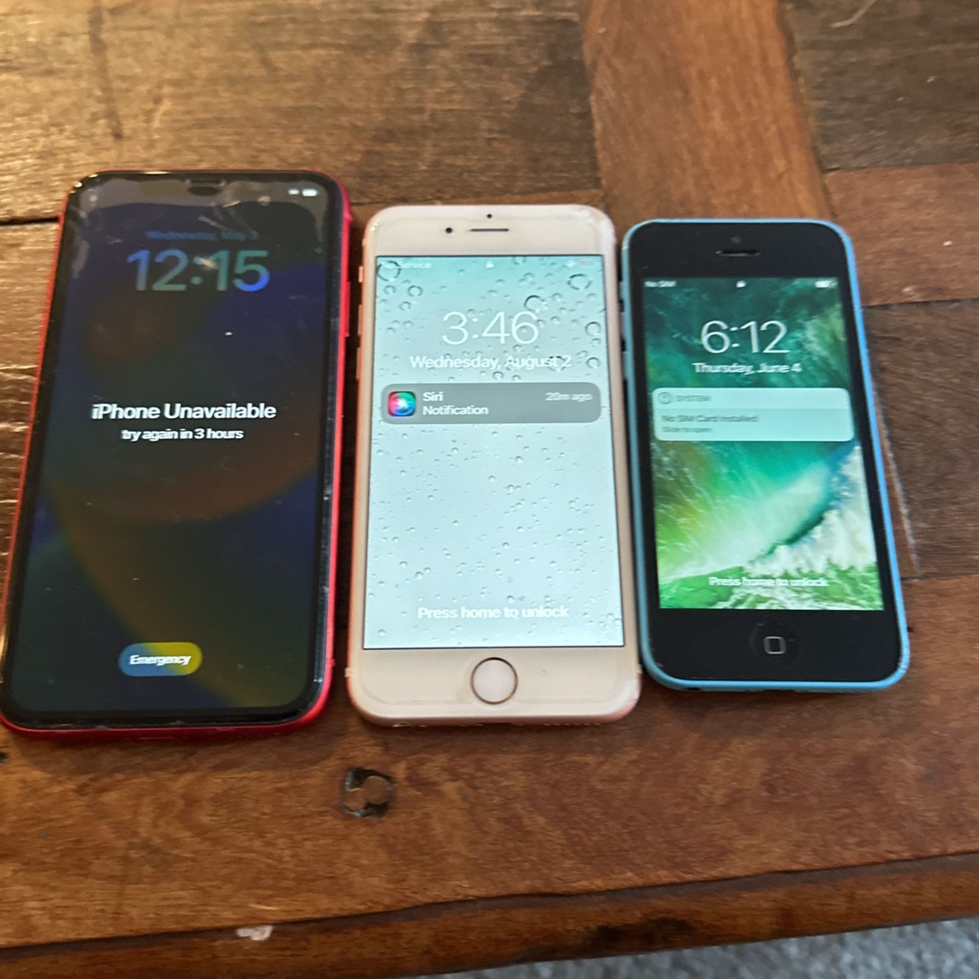 (3) Locked Apple iPhones A1532, A1633 & iPhone 11