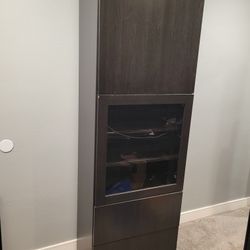 Black/brown Ikea Besta Tall Pantry Display Cabinet Shelves Shelf Shelving Bookcase Bookshelf Drawers Storage Unit