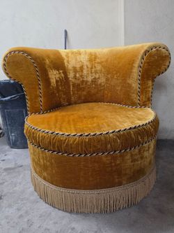 Vintage Yellow Velvet Accent Chair