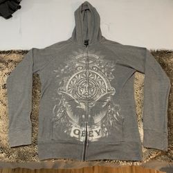 Vintage Obey Zip Up Hoodie Sweatshirt Men’s Size Medium 