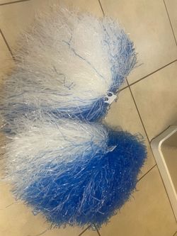 Blue and White Cheerleading Pom Poms