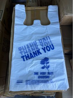 NEW White Plastic Thank You Bags